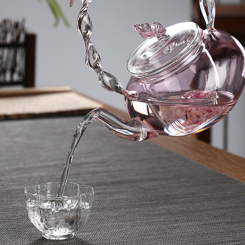 High Borosilicate Glass Twist Pattern Teapot