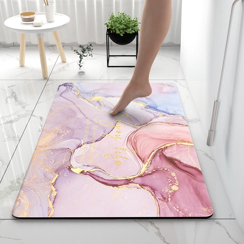 Gold Marble Effect Earth Non-slip Rubber Mat