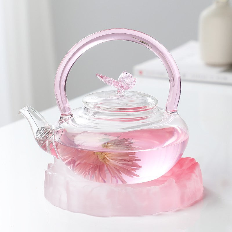 High Borosilicate Glass Twist Pattern Teapot