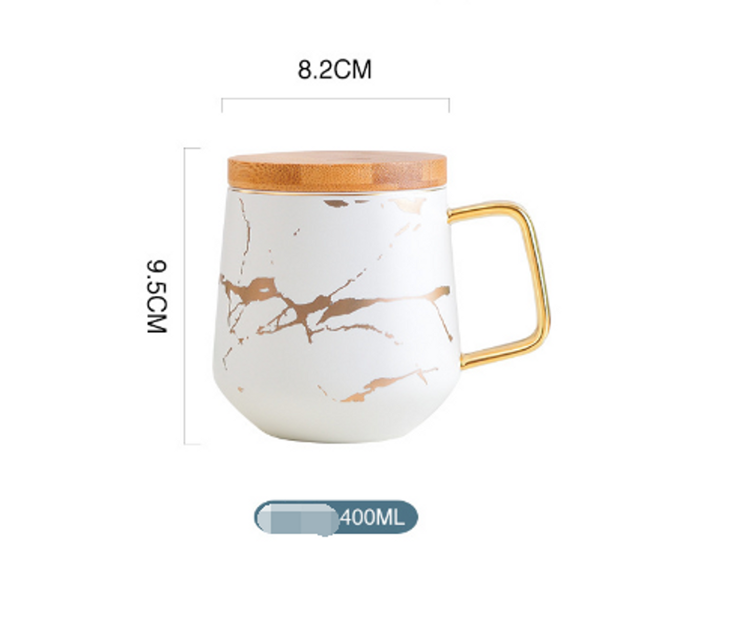 Coffee Mugs In White, Black and Gold Marble Effect Inlay