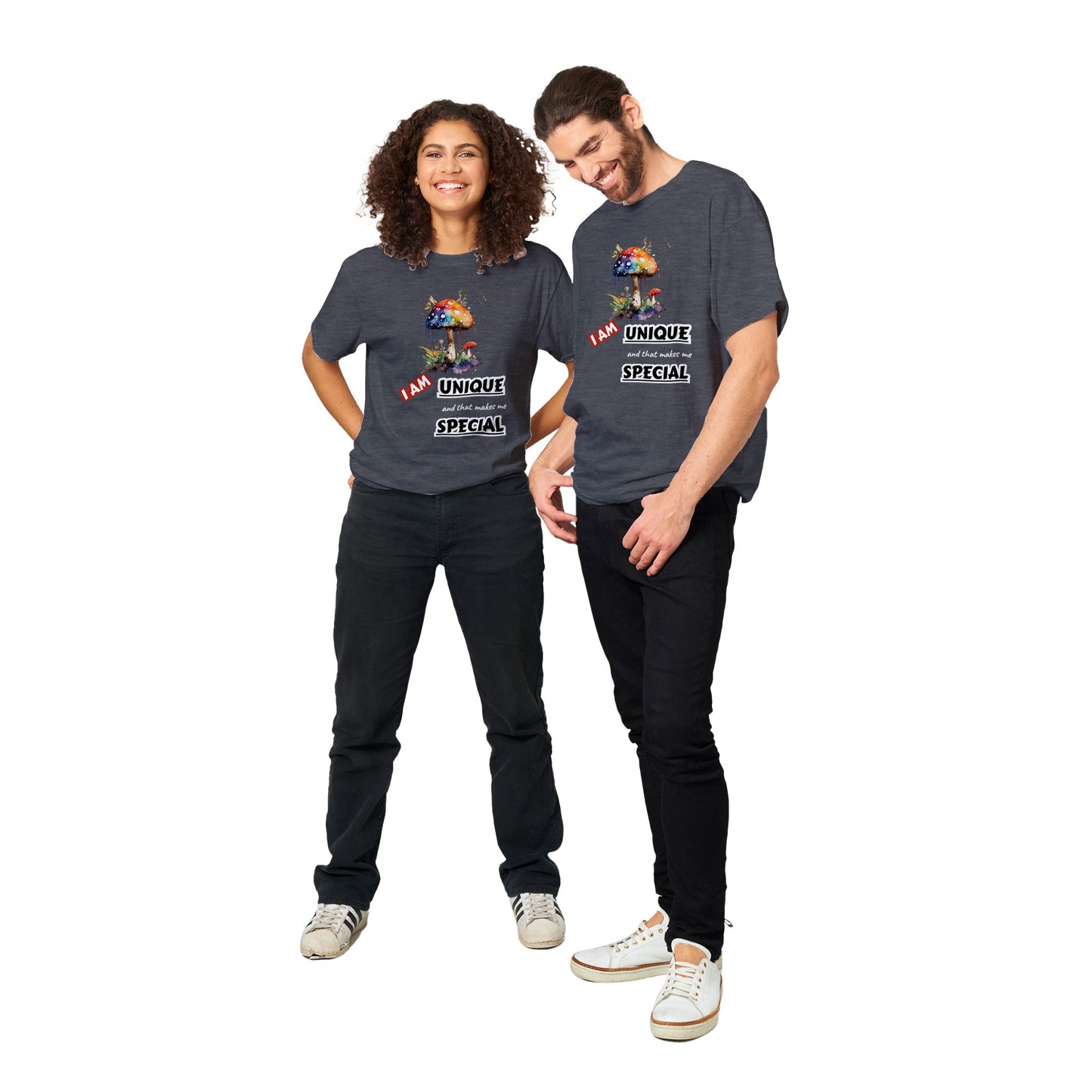 Inspirational Unisex T-shirt, "I AM UNIQUE, and that makes me SPECIAL"- Motivational Mushroom Unique Gift Idea