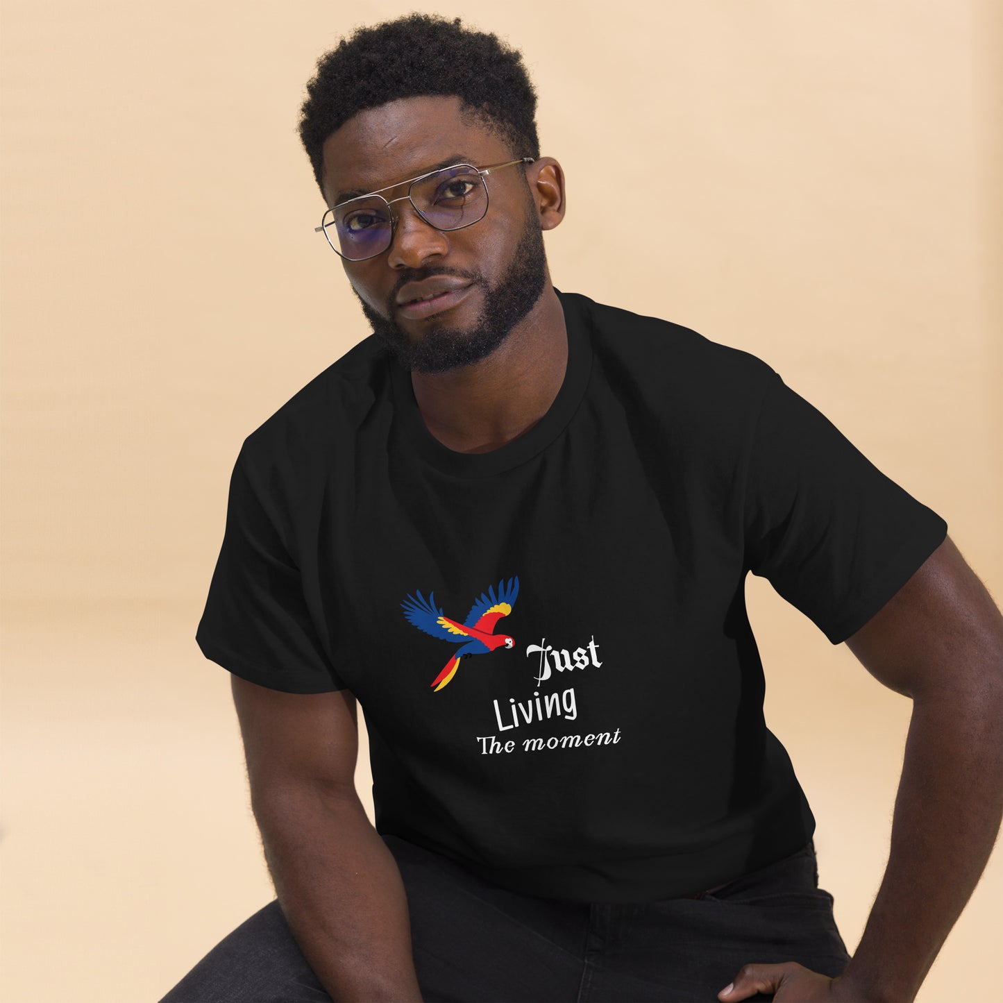 Inspirational Men's Tee, "Just Living The Moment", Fashion With Meaning