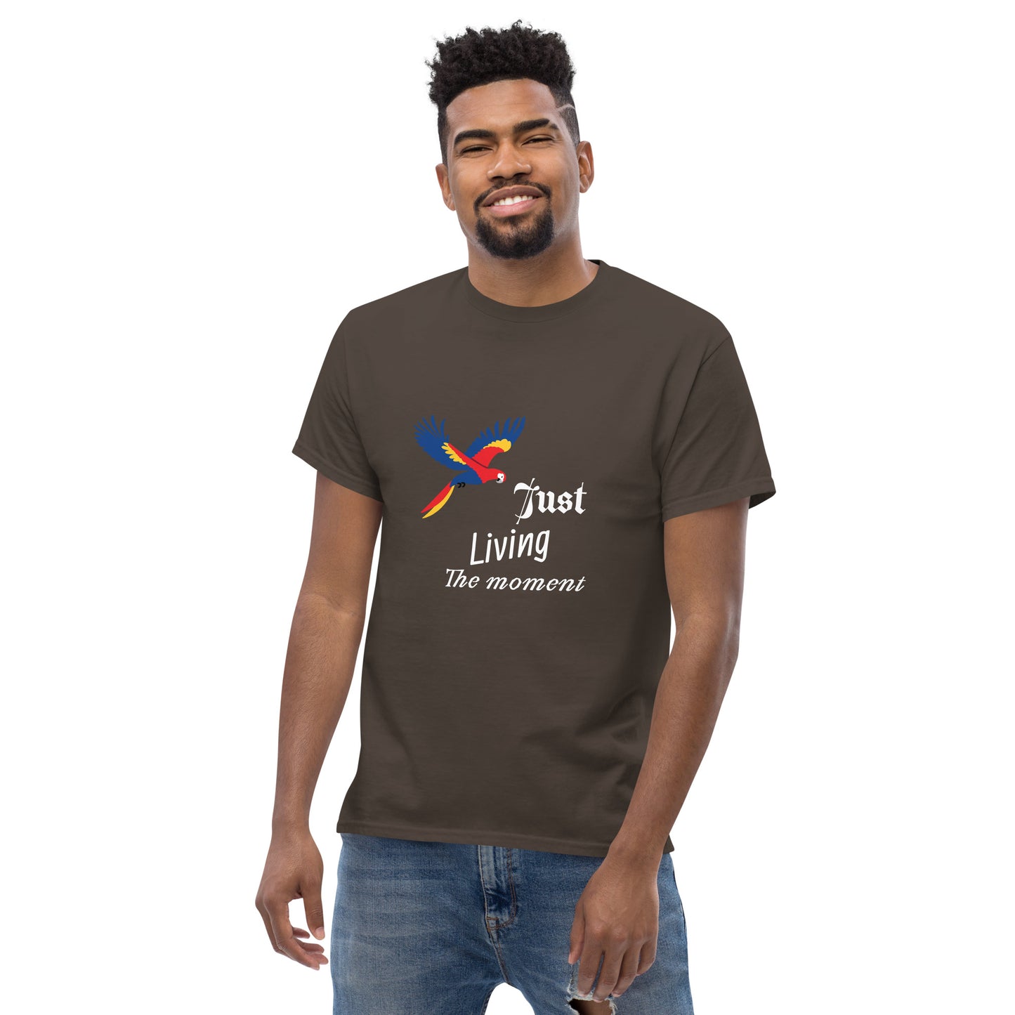 Inspirational Men's Tee, "Just Living The Moment", Fashion With Meaning