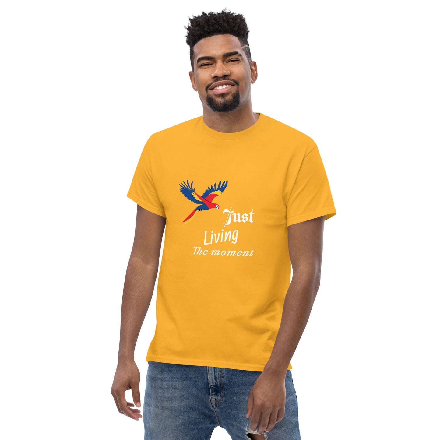 Inspirational Men's Tee, "Just Living The Moment", Fashion With Meaning