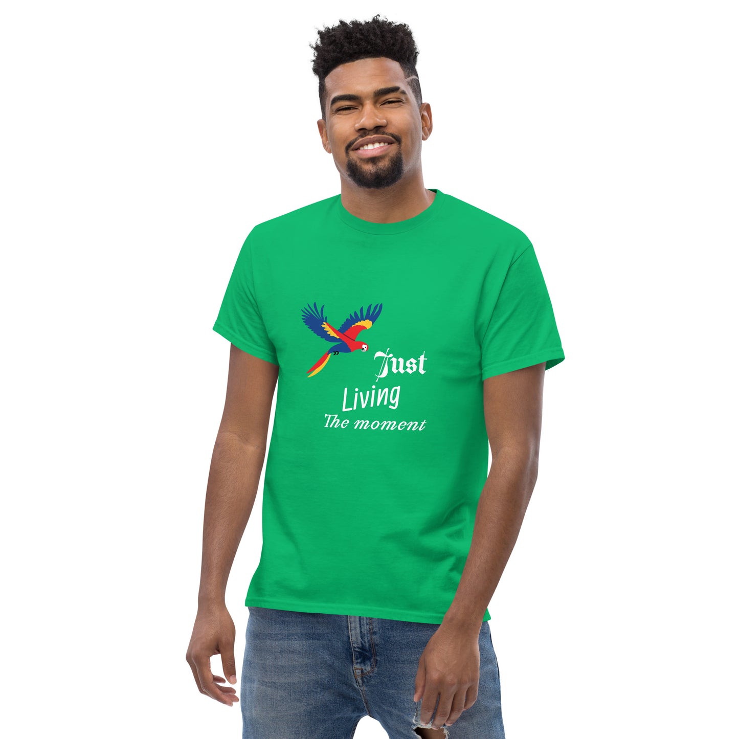 Inspirational Men's Tee, "Just Living The Moment", Fashion With Meaning