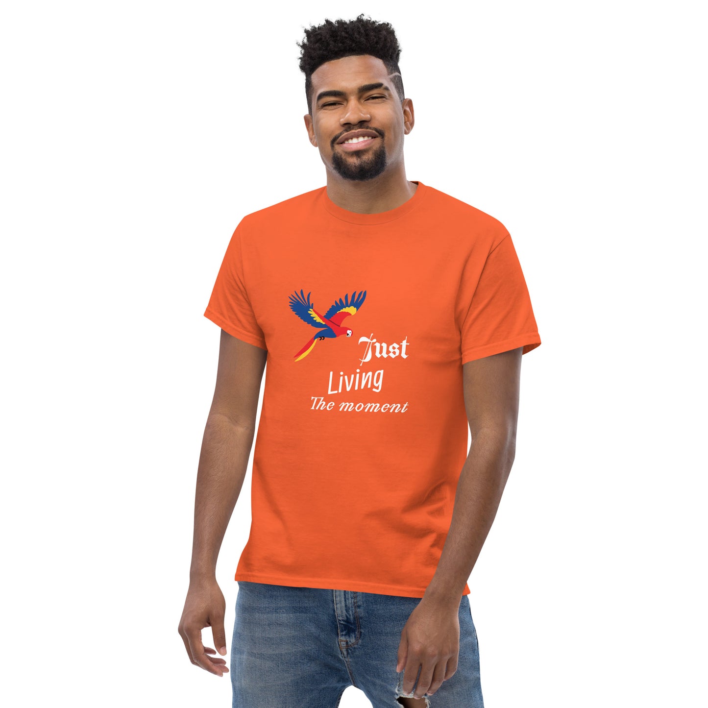 Inspirational Men's Tee, "Just Living The Moment", Fashion With Meaning