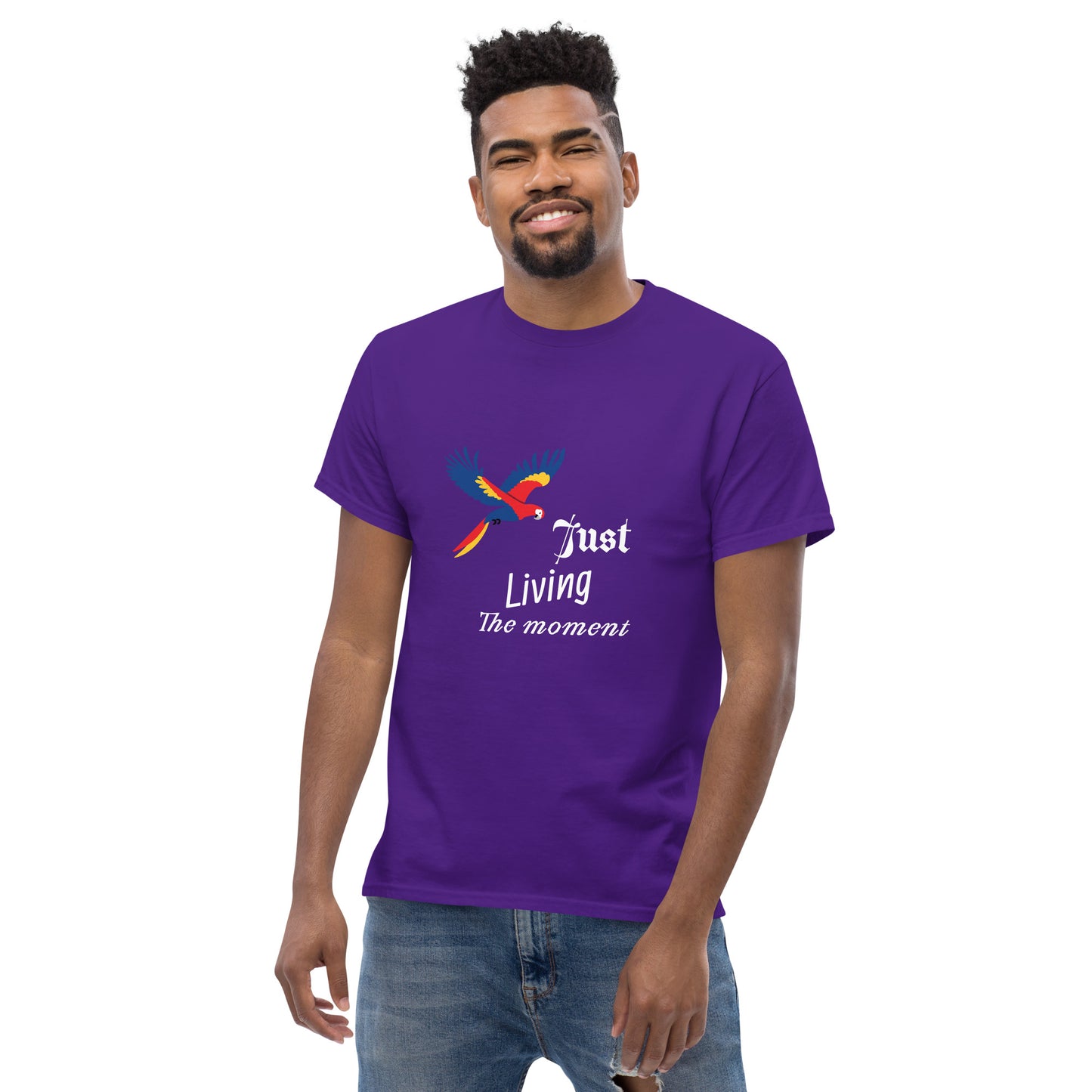 Inspirational Men's Tee, "Just Living The Moment", Fashion With Meaning