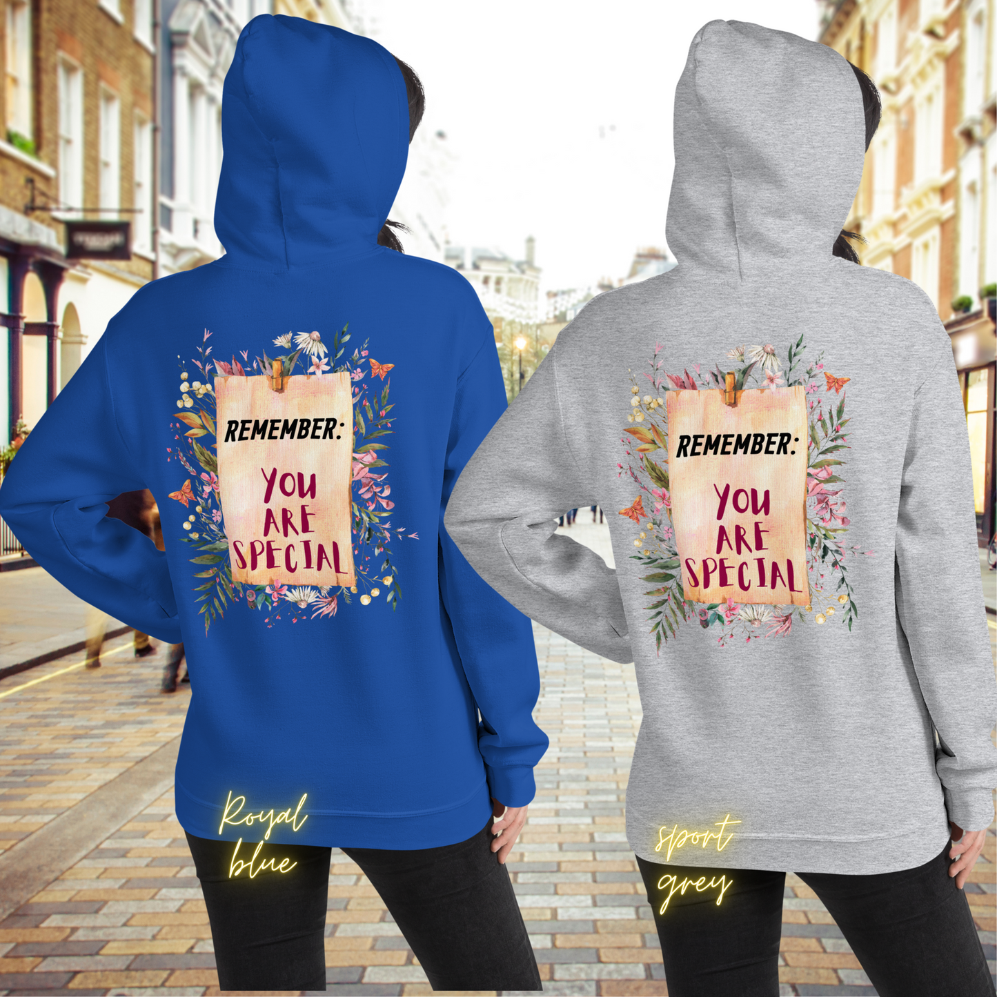 Botanical Floral Women Hoodie: Remember, You Are Special, Gift for Her, Back Print