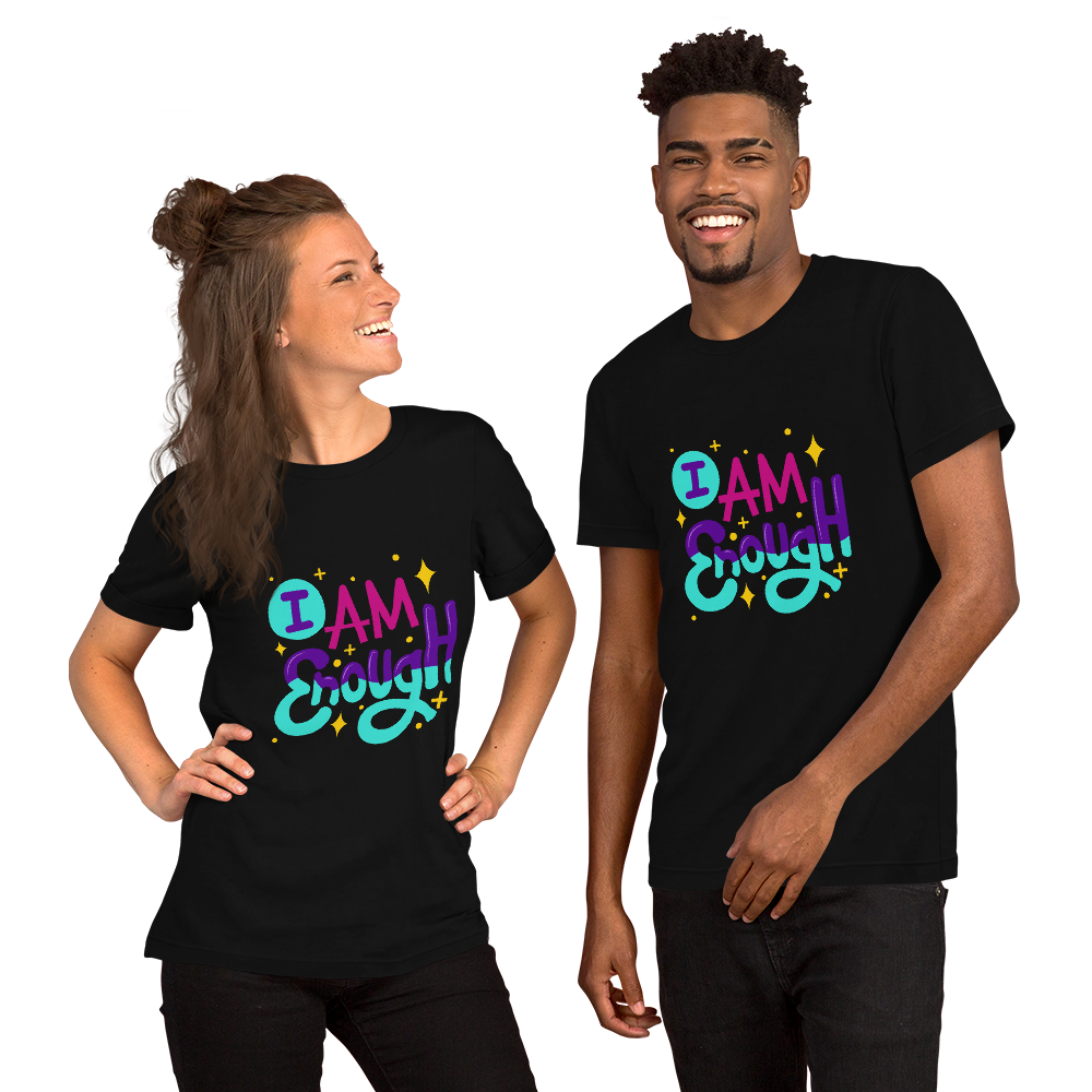 Mental Health Motivational Unisex T-shirt, Positive Quote, Front I Am Enough and Back You Are Enough, Gift Idea, Graphic Tee