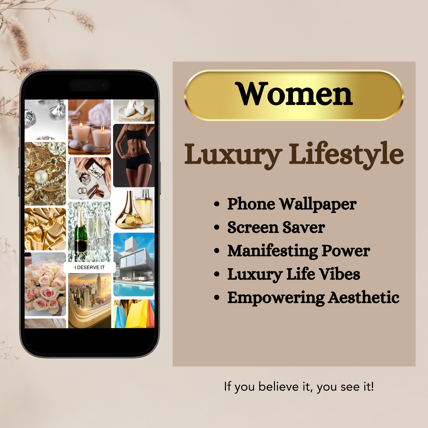luxury lifestyle vision board made for women. Visualise your life full of blessings. Vision Board iPhone lock screen, Law Of Attraction, Women wallpaper, Luxury Lifestyle, Manifesting, Cute Love Aesthetic Smartphone Screen Saver, Gift For Her