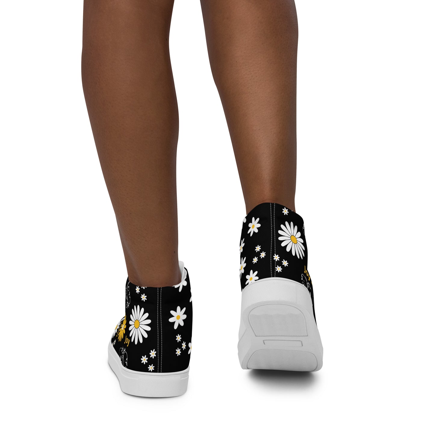 Inspirational High Top Canvas Shoes |White & Yellow Daisy Flowers Lovers | Unisex | Fashion With Meaning | US Size