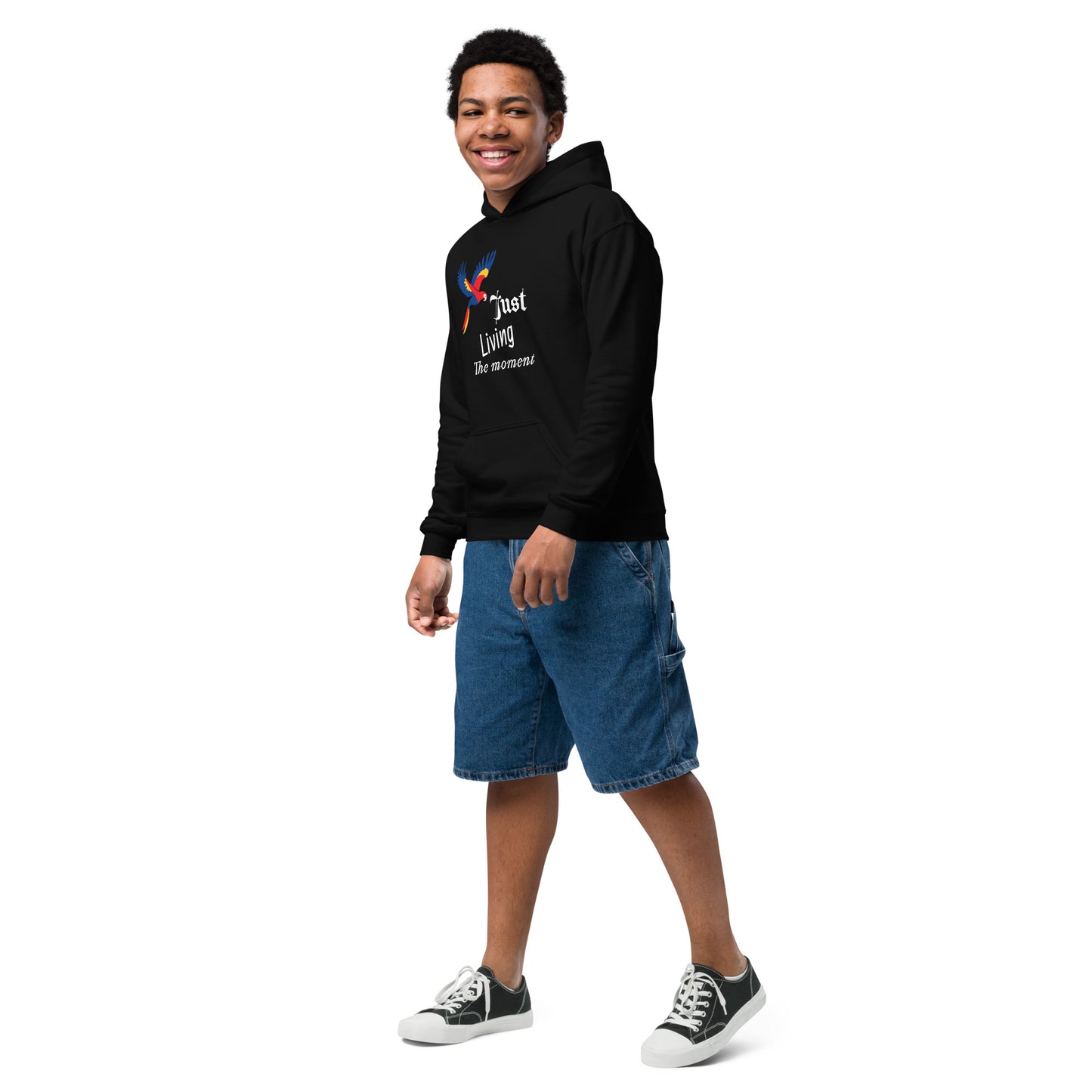 Inspirational Youth heavy blend hoodie, "Just Living The Moment", Fashion With Meaning - Unique Gift Idea