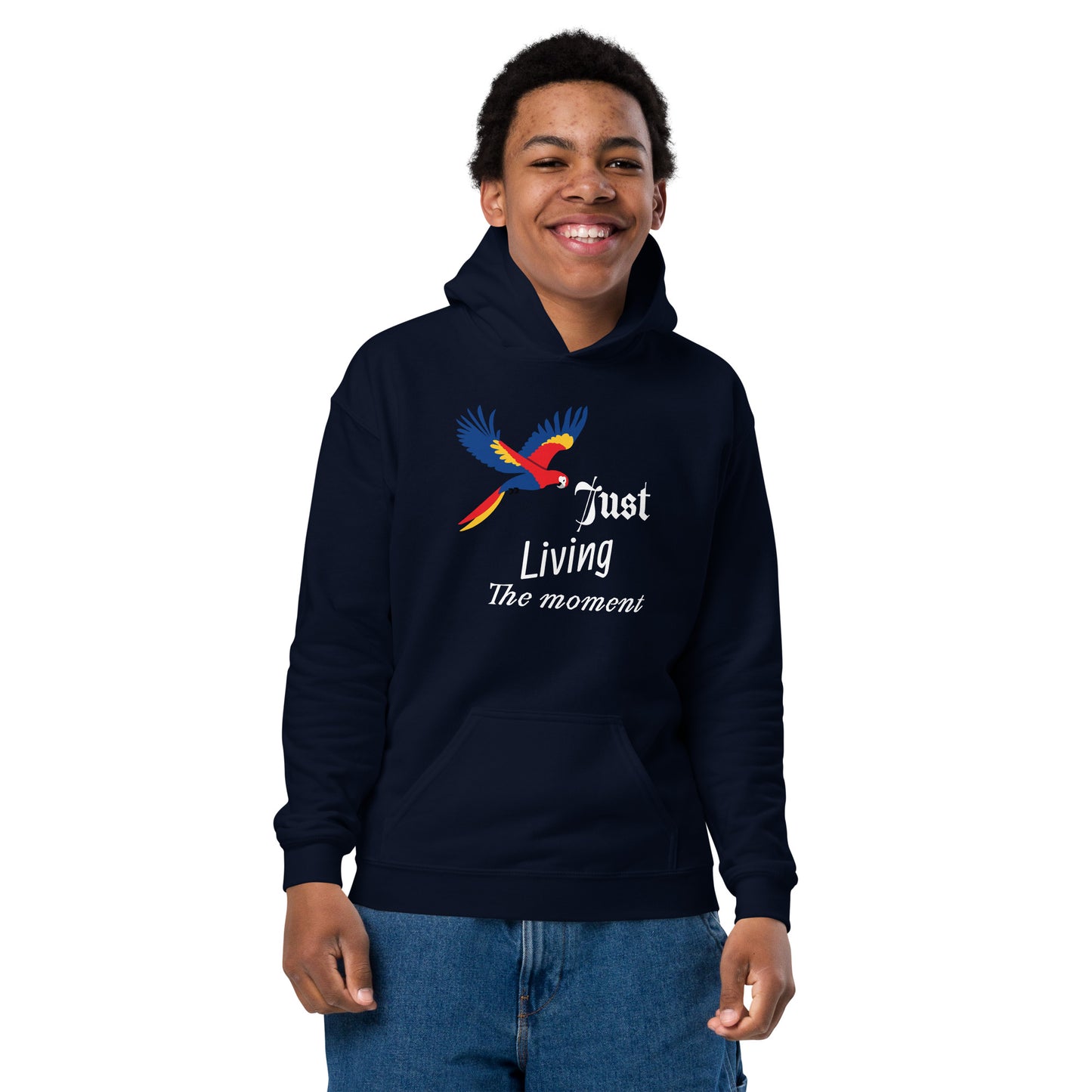 Inspirational Youth heavy blend hoodie, "Just Living The Moment", Fashion With Meaning - Unique Gift Idea