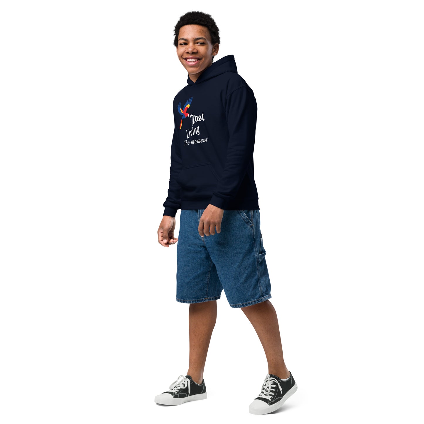 Inspirational Youth heavy blend hoodie, "Just Living The Moment", Fashion With Meaning - Unique Gift Idea