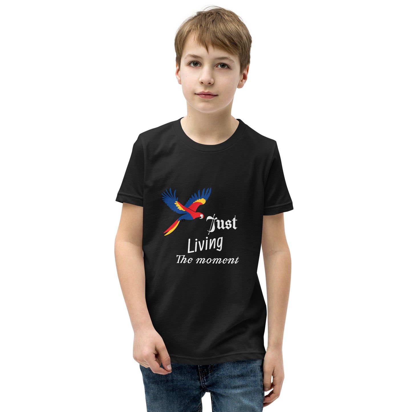 Inspirational kids tee with a positive quote: Just Living The Moment". motivational T-shirt, Words Of Wisdom, Motivational Clothes Unique Gift Idea for boy, brother, son, nephew,