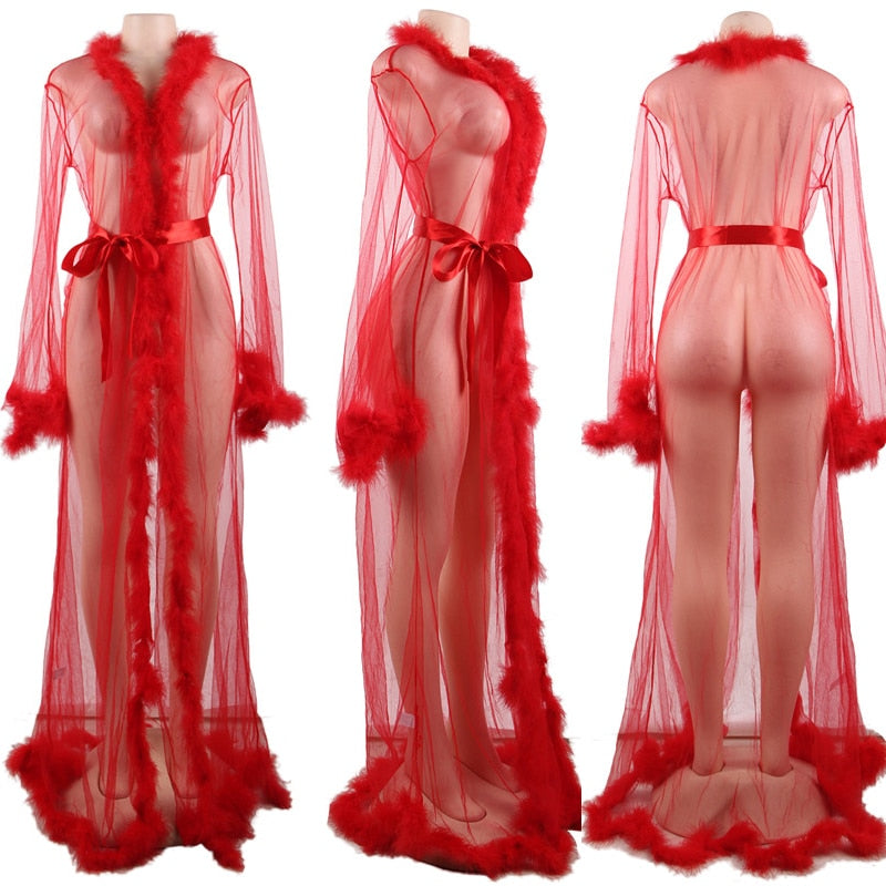 Respect My Position - Long Sheer Robe Lingerie