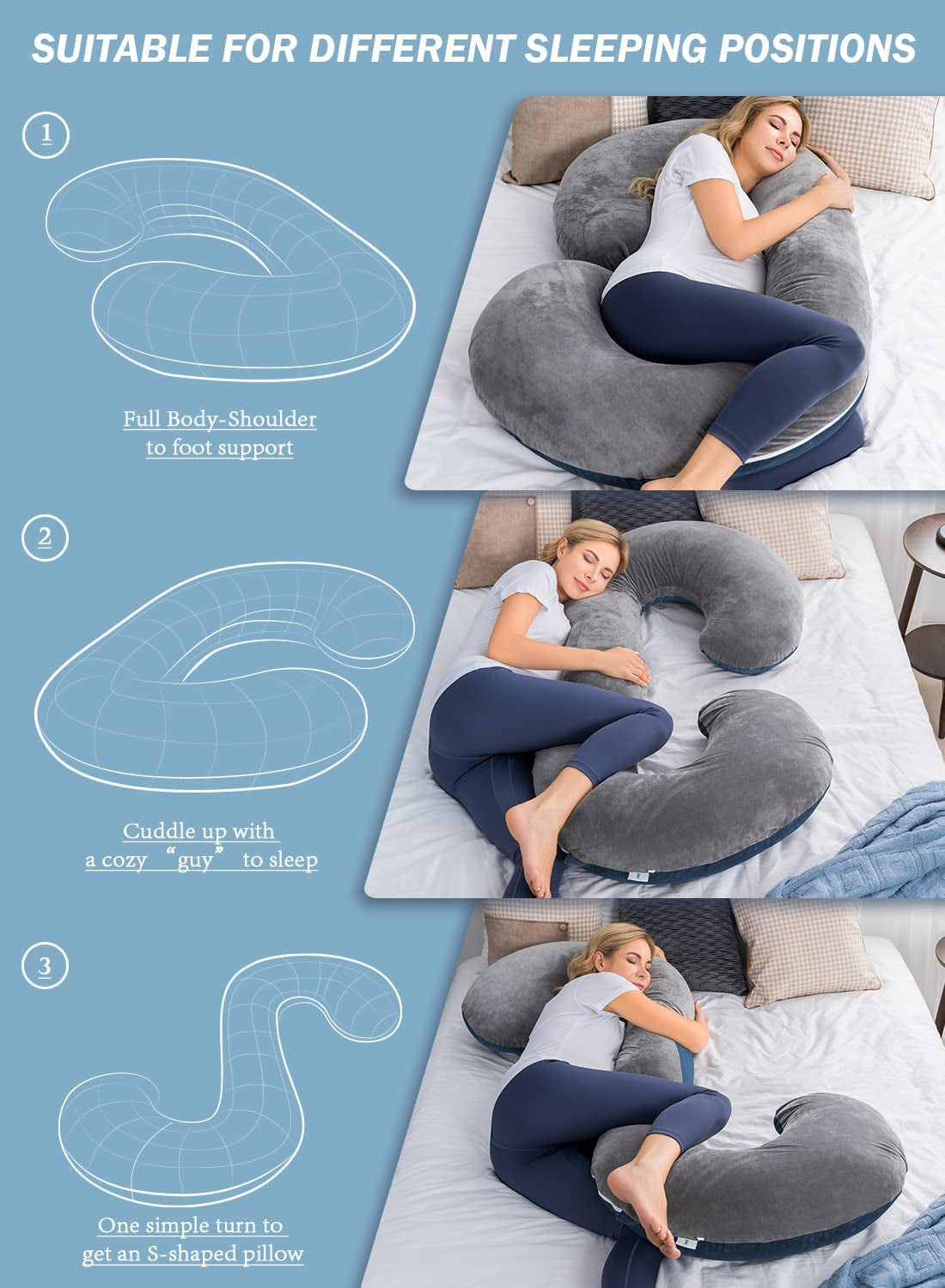Comfortable Zen C-Shaped Body Pregnancy Maternity Pillow