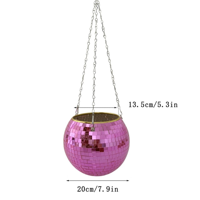 Disco Ball Flower Hanging Vase - Home Decor