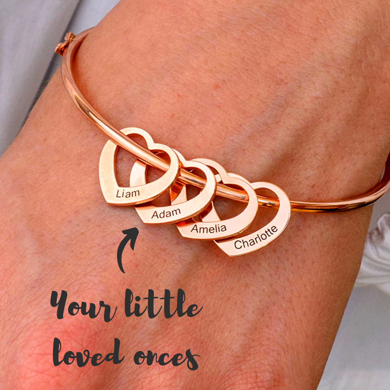 ''Carry me with you'' Love Bracelet Peach Heart -Customizable Titanium Steel Heart Bracelet