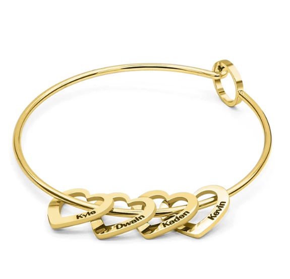 ''Carry me with you'' Love Bracelet Peach Heart -Customizable Titanium Steel Heart Bracelet