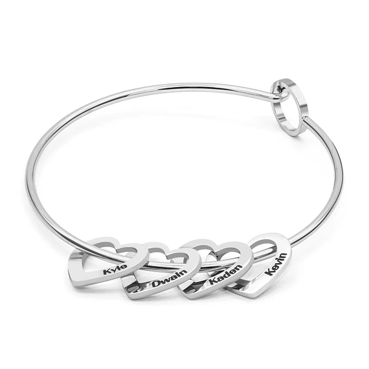 ''Carry me with you'' Love Bracelet Peach Heart -Customizable Titanium Steel Heart Bracelet