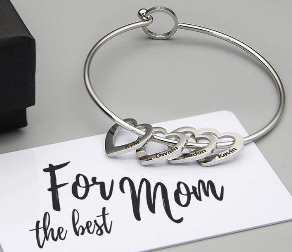''Carry me with you'' Love Bracelet Peach Heart -Customizable Titanium Steel Heart Bracelet