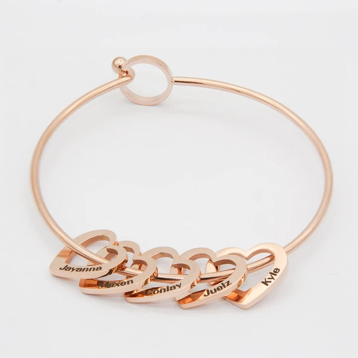 ''Carry me with you'' Love Bracelet Peach Heart -Customizable Titanium Steel Heart Bracelet