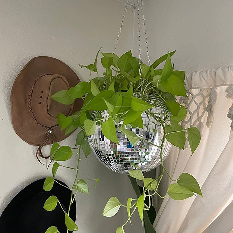 Disco Ball Flower Hanging Vase - Home Decor