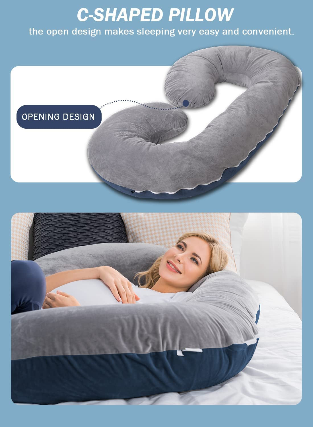 Comfortable Zen C-Shaped Body Pregnancy Maternity Pillow
