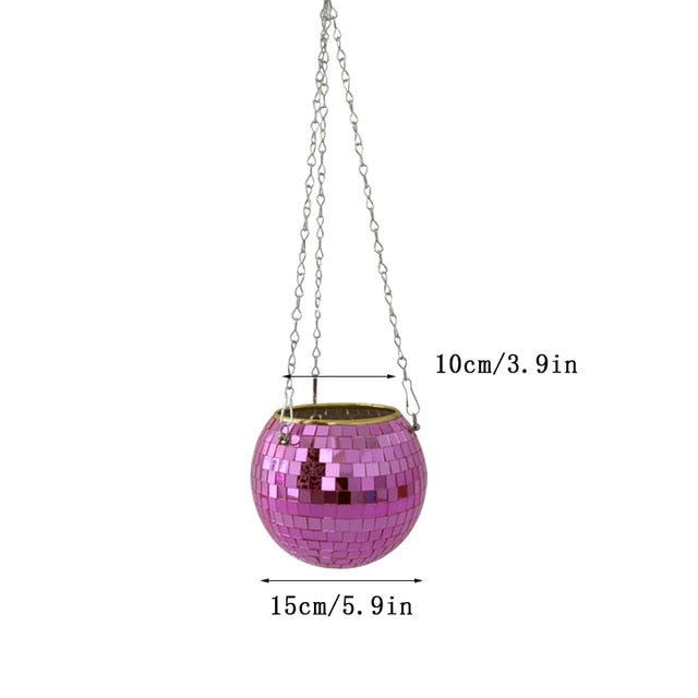 Disco Ball Flower Hanging Vase - Home Decor