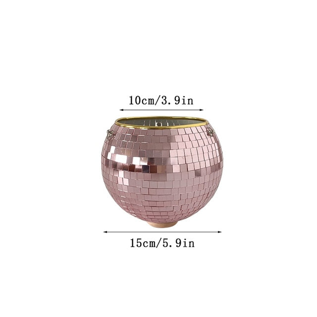 Disco Ball Flower Hanging Vase - Home Decor