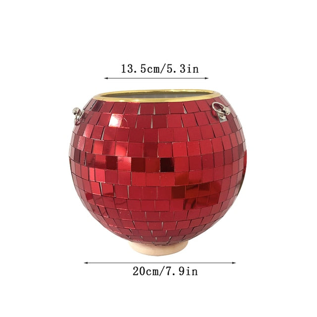 Disco Ball Flower Hanging Vase - Home Decor