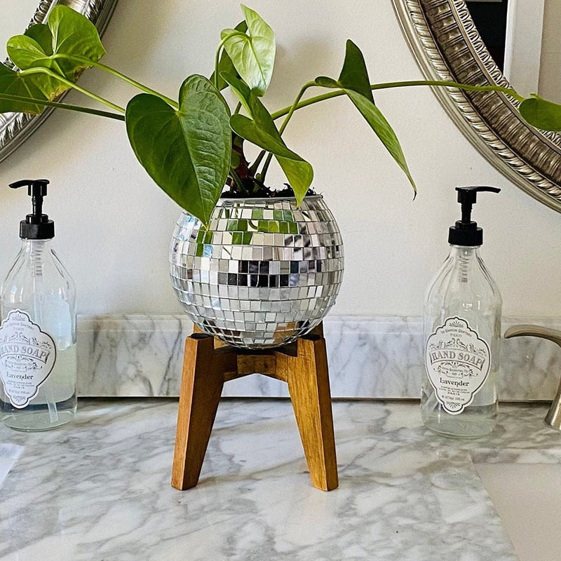 Disco Ball Flower Hanging Vase - Home Decor