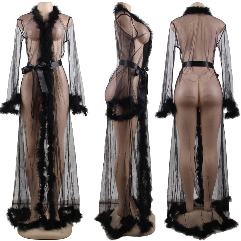Respect My Position - Long Sheer Robe Lingerie