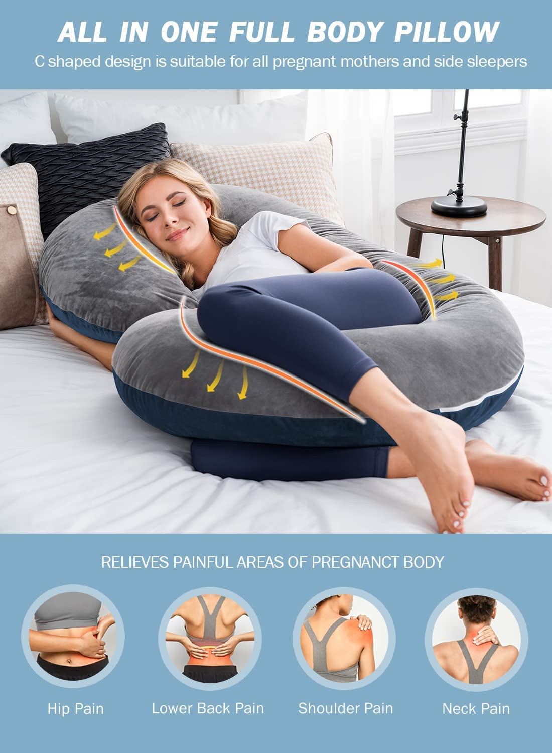Comfortable Zen C-Shaped Body Pregnancy Maternity Pillow