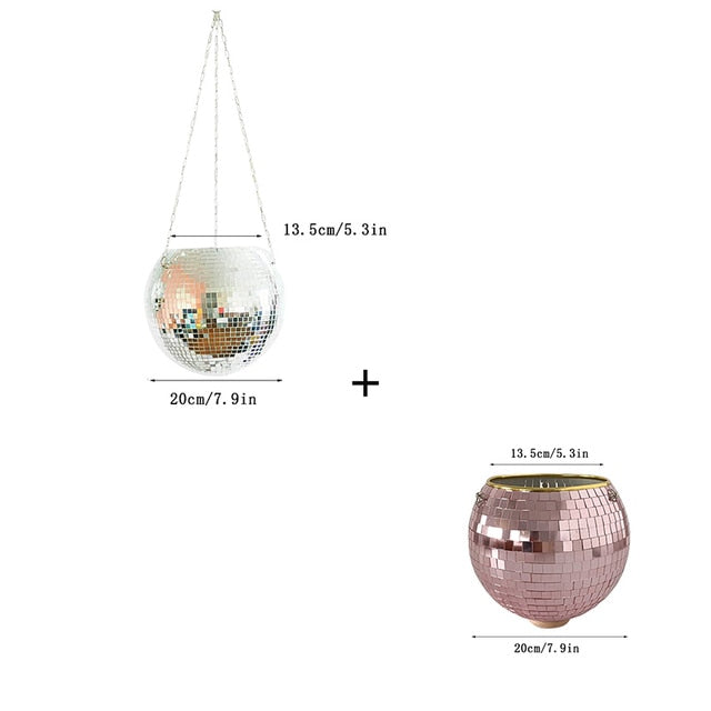 Disco Ball Flower Hanging Vase - Home Decor