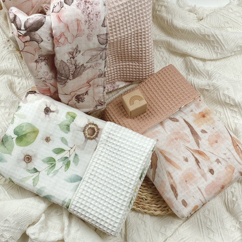 Cute Cotton Waffle Baby Swaddle Blanket, Baby Shower Gift