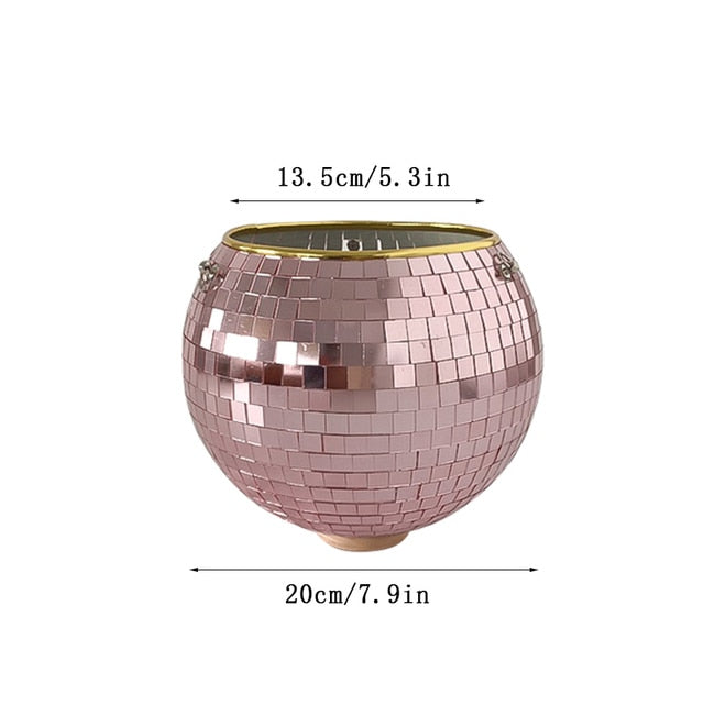 Disco Ball Flower Hanging Vase - Home Decor