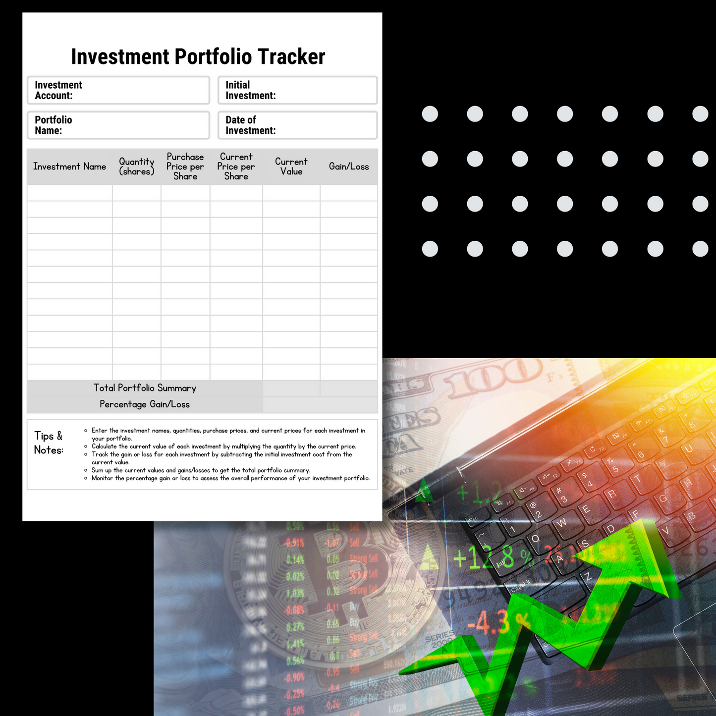 investment portfolio tracker, crypto planner, investment planner, coin tracker