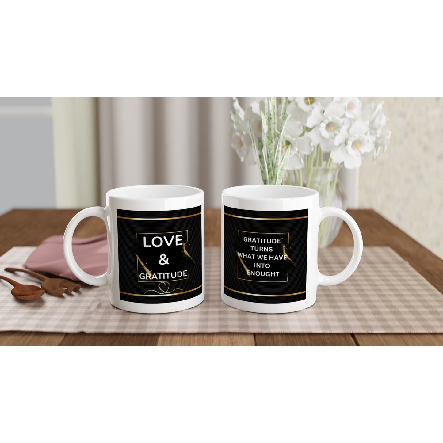 Love & Gratitude Ceramic Mug - Inspirational Powerful Words