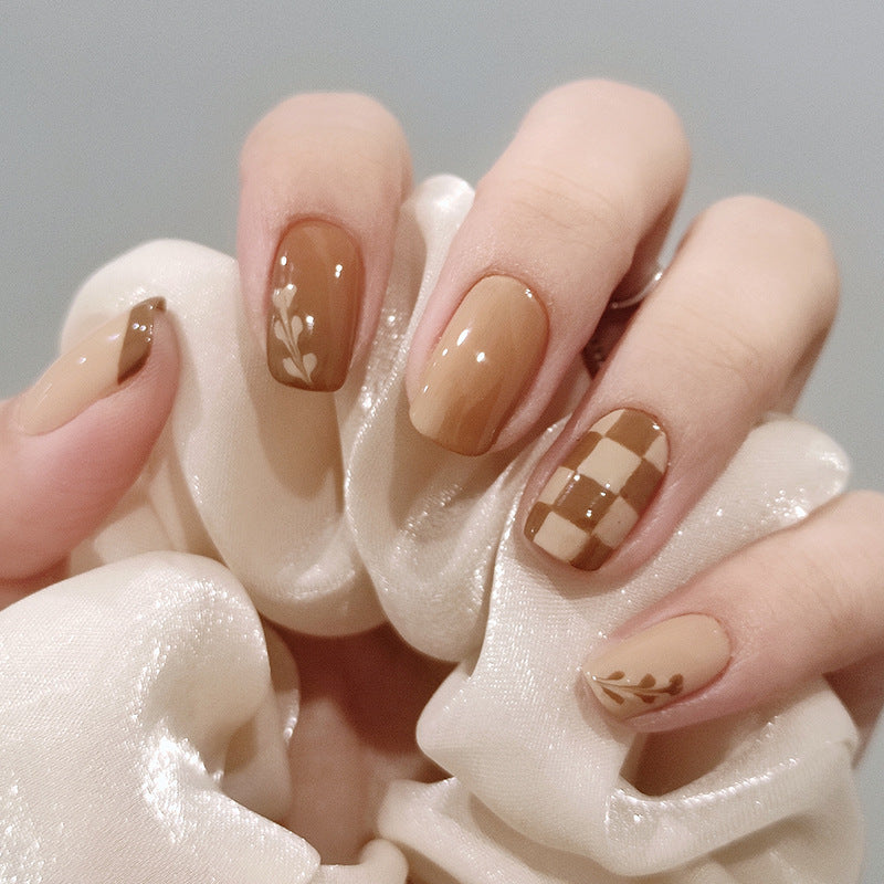 Nude Caramel Latte Pull Wearing Nail Nail Patch Nail 2023