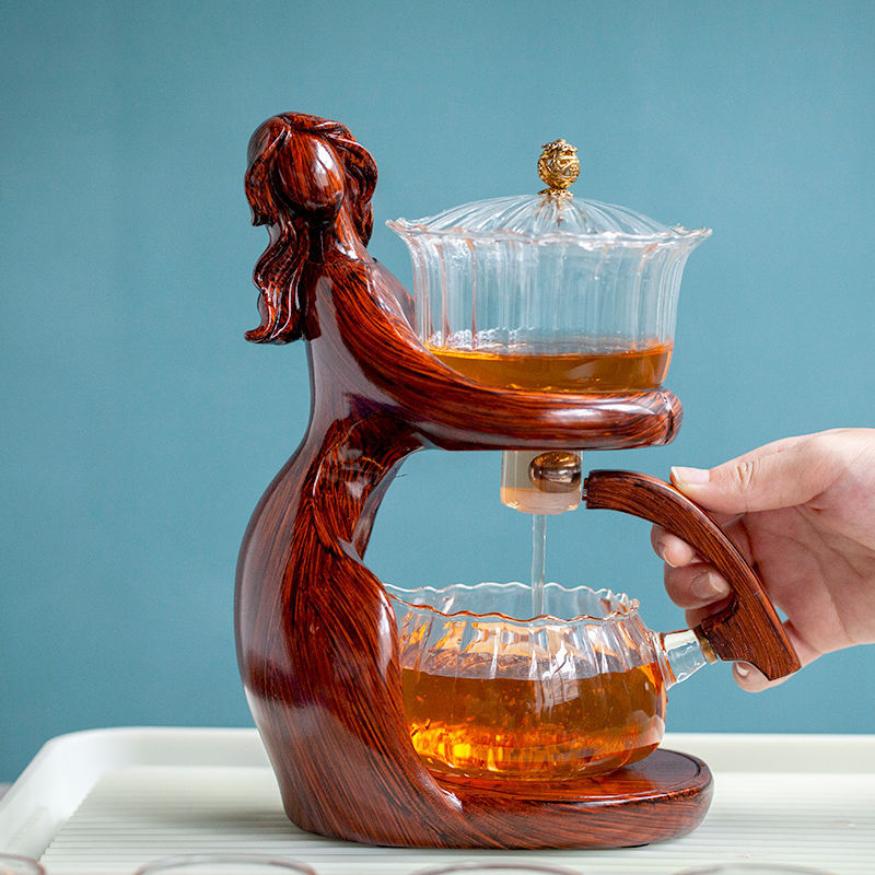 Maid Semi-automatic Tea Set Making Kungfu Glass Tea Infusers