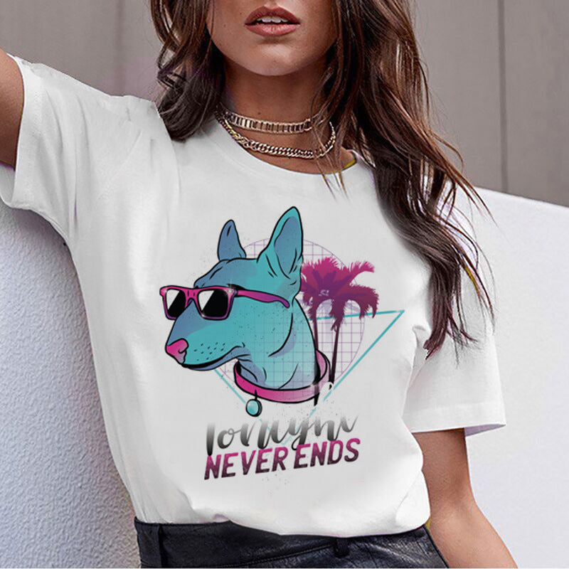 Kawaii Dog Digital Print T-shirt