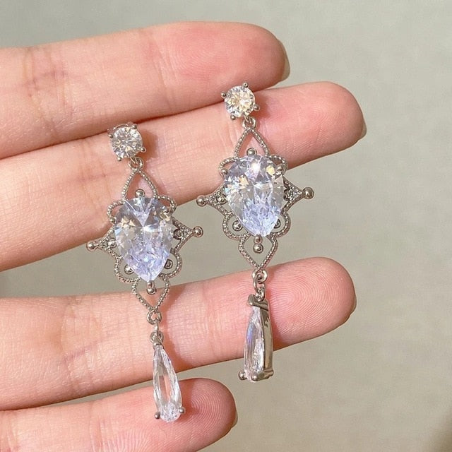 925 Winter Color Crystal Earrings