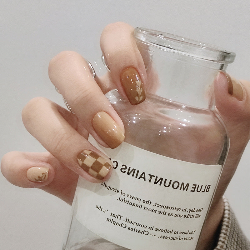 Nude Caramel Latte Pull Wearing Nail Nail Patch Nail 2023