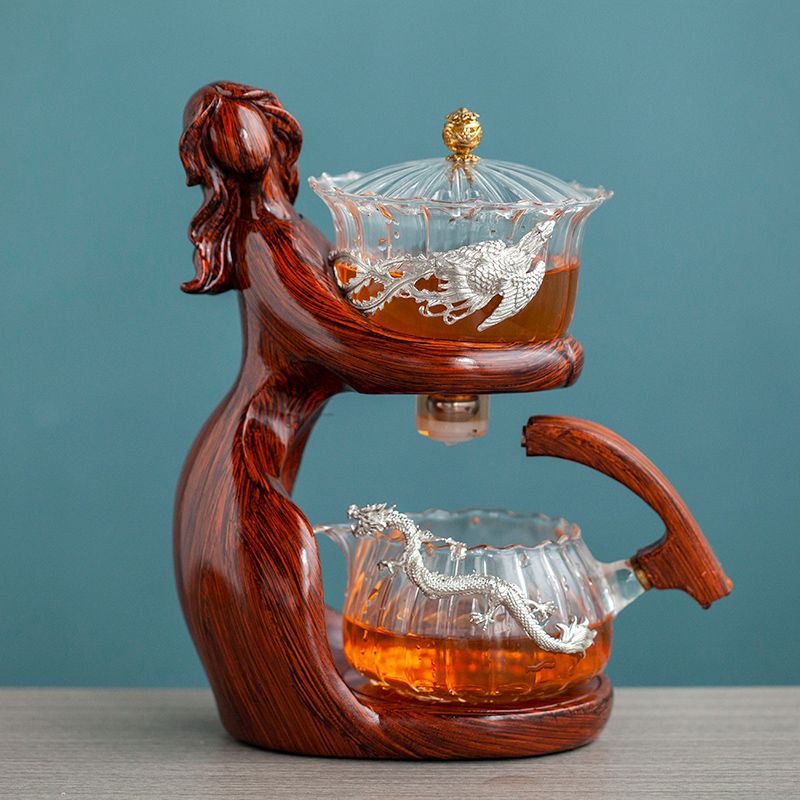 Maid Semi-automatic Tea Set Making Kungfu Glass Tea Infusers