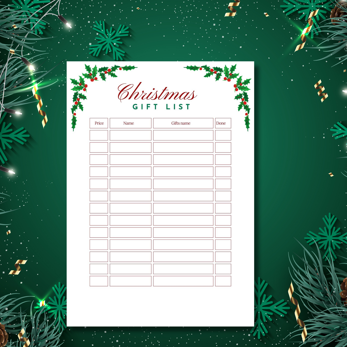 Minimalist Christmas Checklist, Christmas Preparation Template, Organiser, Digital Download