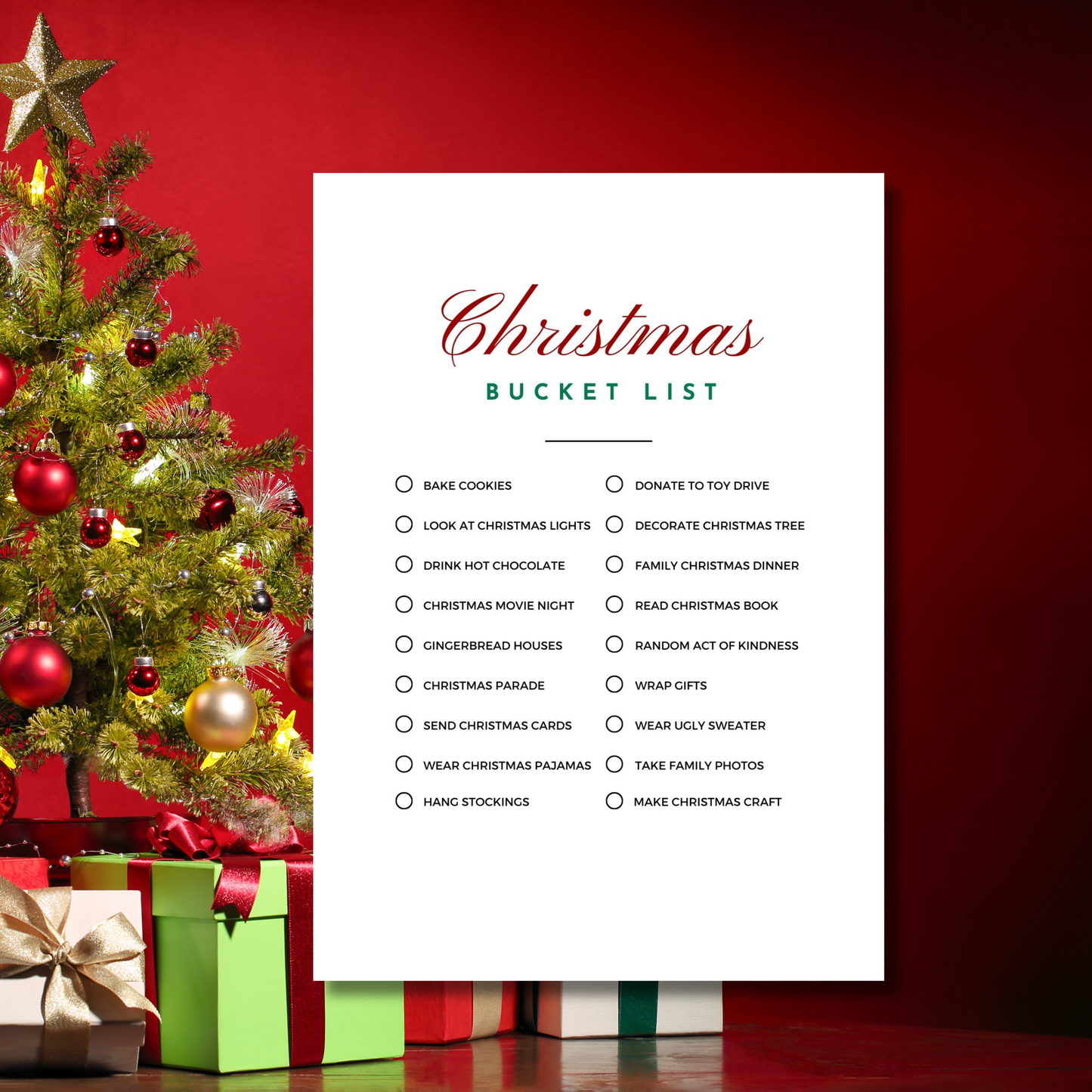 Minimalist Christmas Checklist, Christmas Preparation Template, Organiser, Digital Download