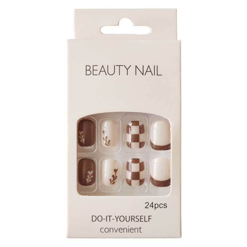 Nude Caramel Latte Pull Wearing Nail Nail Patch Nail 2023