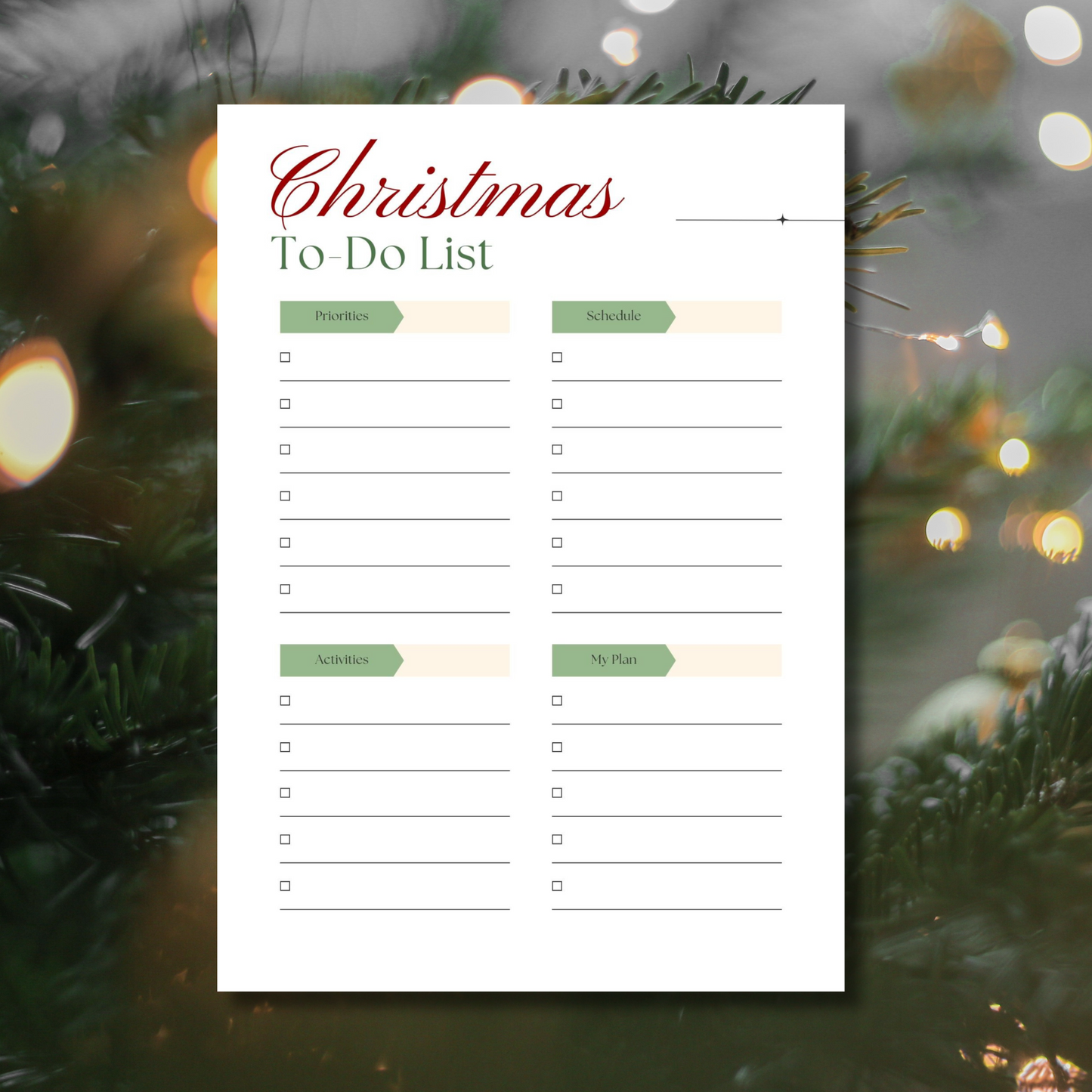 Minimalist Christmas Checklist, Christmas Preparation Template, Organiser, Digital Download